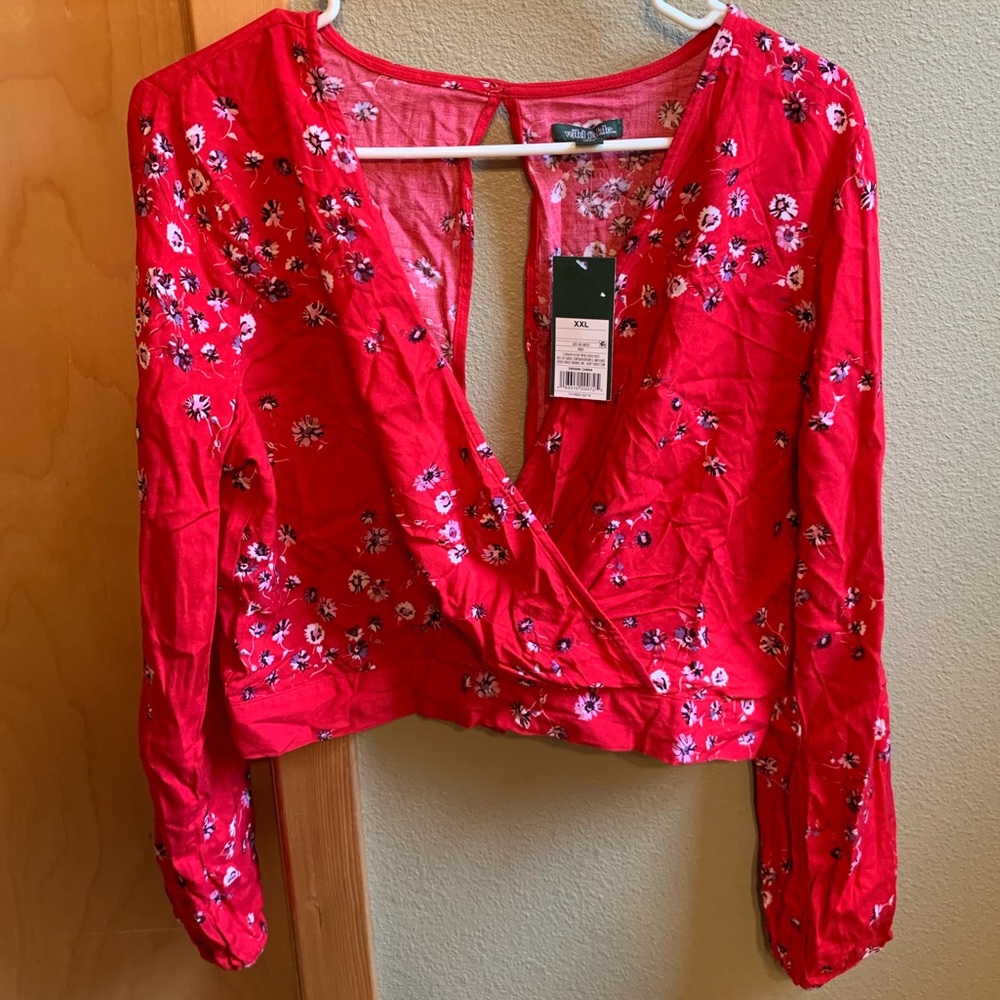 Wild Fable Red Wrap Crop Top